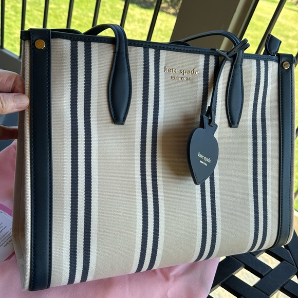 NW tags removed - Kate Spade ♠️ striped fabric and leather tote - Picture 5 of 17
